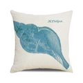 Detailed macro shot of watercolor M.Tulipa conch print on linen texture pillow case - 18x18 Inch / Dark Blue Conch Illustration Style (15)