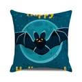 Detail des Halloween-Kissenbezugs mit schwarzer Fledermaus und sternenklarem Nachthimmel - Cartoon Fledermaus Vollmond Stil (2) / 45x45 cm