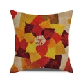 Square autumn pillow cover with colorful fallen leaf pattern on linen texture - 18x18 Inch / Multi-Color Abstract Leaf(5)