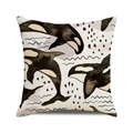 Watercolor orca print on square linen throw pillow cover with artistic modern design - Artistic Watercolor Orca Pattern (24)