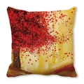 Fall themed watercolor pillowcase featuring a vibrant red autumn tree on a yellow base - Dancing Red Tree (36)