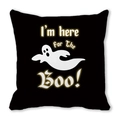 Detail of Halloween ghost pillow case with I'm here for the Boo text on black fabric - I'm Here For The Boo Style (ZT360-9)