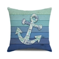 Detail of nautical anchor print with word cloud on blue gradient wooden texture pillowcase - 18x18 Inch / Style 14-Large Anchor Word Cloud