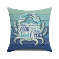 Nautical crab pillow cover with beach words typography on a coastal wood grain background - 18x18 Inch / Style 15-Crab Word Cloud