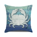 Detail of vintage ocean crab print on canvas pillowcase with nautical text elements - 18x18 Inch / Style 18-Vintage Crab