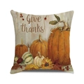 Textura detallada de funda de cojín de lino con calabazas y flores de Give Thanks - Estilo Guirnalda Calabaza Give Thanks (4)