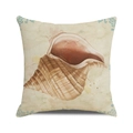 Square linen cushion cover with watercolor conch print for coastal home decoration - 18x18 Inch / Realistic Watercolor Tan Conch Style (22)