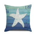 Detail of nautical cushion cover with starfish print and coastal wood grain texture - 18x18 Inch / Style 19-White Starfish Vintage