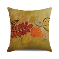 Square autumn pillow cover featuring colorful fallen leaves on a rustic linen texture - 18x18 Inch / Autumn Leaf with Star Pattern(7)