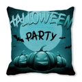 Halloween Party pillow cover with dark blue night sky, pumpkin and bat silhouettes - Dark Blue Tone Three Expressions Pumpkin Style (18)