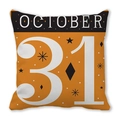 Halloween October 31 peach skin pillow case with festive orange and black starry print - Oct 31 Orange Countdown Style (ZT360-32)