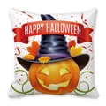 Detail des Halloween Kissenbezugs mit Hexenhut Kürbis und Happy Halloween Banner - Happy Halloween Banner Kürbis-Stil (3)