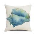 Watercolor conch seashell throw pillow cover with coastal marine ocean creature painting - 18x18 Inch / Sea Blue Mint Green Conch Style (32)