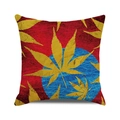 Square throw pillow case featuring a retro yellow leaf pattern on red and blue background - 18x18 Inch / Retro Artistic Leaf(8)