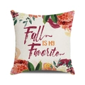 Close-up of fall-themed cushion cover with watercolor pumpkins and fall leaves patterns - 18x18 Inch / Fall is my Favorite Color Wreath / 9