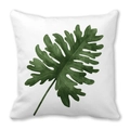 Tropical green leaf watercolor print on white peach skin velvet square pillowcase - Philodendron Leaf Pattern (20)
