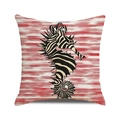 Square cushion cover with creative zebra-patterned seahorse and red wave motifs - 18x18 Inch / Style 36-Zebra Seahorse
