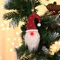 Lighted Christmas gnome hanging ornament with red polka dot hat on a pine tree - Red Polka Dot Hat