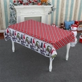 Close-up of Christmas tablecloth with gnome patterns and red-white checkered design edges - Red Green Scottish Plaid Gnome (1.8m) / 1.8m
