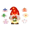 DIY Light-up wooden gnome ornament set with 6 interchangeable festive icons for holidays - Glowing Gnome Set (With 6 Interchangeable Accessories)