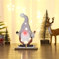 Detailed view of lighted wooden Christmas gnome with star hat and festive LED glow - Gray Star Hat Style