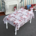Detailed pattern of Christmas tablecloth with reindeer and snowflake motifs in red and white - Nordic Patchwork Reindeer Snowflake (1.8m) / 1.8m