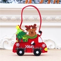Christmas car-shaped felt gift bag with reindeer and Xmas tree for candy and treats - Elk Style