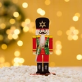 Bunter Nussknacker-Soldat aus Holz, Weihnachtsdekoration in Rot und Grün - Soldat Mit Schwert