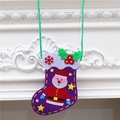 Detail of purple felt Christmas stocking with Santa Claus patchwork and red snowflake trim - Santa Claus Style (Purple)