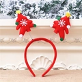 Detail view of a Christmas tree headband with red felt and festive spring-mounted stars - Red Christmas Tree