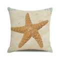 Watercolor cushion cover featuring a brown starfish and blue sea turtle patterns - 18x18 Inch / Watercolor Starfish Blue Accent Pattern Style (21)