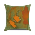 Square autumn cushion cover with abstract green and orange maple leaf pattern - 18x18 Inch / Retro Green and Orange Abstract Leaf(11)