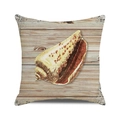 Linen cushion cover featuring a vintage conch shell print on a rustic wood background - 18x18 Inch / Style 21-Brown Conch