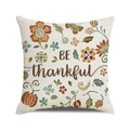 Be Thankful pumpkin and autumn leaves watercolor decorative linen sofa throw pillow cover - 18x18 Inch / Be Thankful Pumpkin Floral / 32