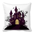 Halloween-Kissenbezug mit Aquarell-Geisterhaus, Fledermäusen und Schloss aus Pfirsichhaut - Lila Gothik-Schloss-Stil (27)
