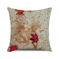 Linen square throw pillow cover with three red autumn maple leaves design - 18x18 Inch / Three Maple Leaves on Sandstone(13)
