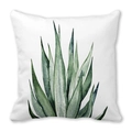 Tropical green agave watercolor print square peach skin pillowcase in white and green - Watercolor Agave Plant Pattern (32)