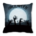 Halloween pillowcase featuring a moonlit graveyard silhouette with zombie hands - Zombie Hand Tombstone Full Moon Style (21)