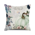 Floral watercolor pastel pumpkin and bouquet print on textured linen pillow cover - 18x18 Inch / Floral Pastel Pumpkins Light Color / 21