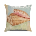 Watercolor seashell cushion cover with Relax text on light blue coastal background - 18x18 Inch / Light Blue-Green Coastal Relax Style (25)