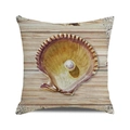 Square cushion cover featuring realistic seashell and pearl design on vintage wood texture - 18x18 Inch / Style 24-Realistic Shell