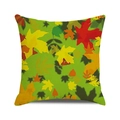 Square autumn cushion cover with multi-color maple leaf print on linen textured fabric - 18x18 Inch / Multi-Color Maple Print(15)