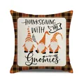 Plaid border Thanksgiving gnome pillow case featuring 'Thanksgiving with my gnomies' text - Thanksgiving With My Gnomies (27)