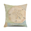 Square cushion cover with sand dollar print and Enjoy the moment cursive text - 18x18 Inch / Fresh Ocean Sand Dollar Style (27)