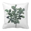 Tropical green fiddle leaf fig pattern on white square peach skin pillowcase - Fiddle Leaf Fig Art Pattern (35)