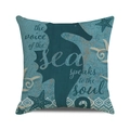 Housse de coussin hippocampe avec motif mandala étoile de mer et citation Voice of the Sea - 45x45cm / Style Inspirant Océan Vintage (24)