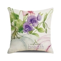 Watercolor pumpkin and floral cushion cover with autumn breath text on linen fabric - 18x18 Inch / Autumn Breath Pea Flower Pumpkin / 24