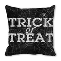 Halloween Trick or Treat throw pillow cover with black spider web and peach skin texture - Spider Web Vintage Font Style (ZT360-18)