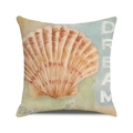 Watercolor sea shell pillow cover with Dream text on square linen cushion case - 18x18 Inch / Orange-Red Scallop Dream Style (28)