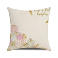 Linen cushion cover with watercolor wine and pink pumpkins for autumn decor - 18x18 Inch / Wine Pink Pumpkins Wine Pink / 25